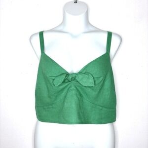 Universal Thread Crop Top XXL Green Linen Blend Cami Vacation Beach Cottagecore